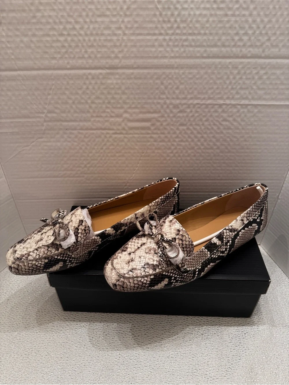 Talbots Women's Snake-Print Loafers in Black and Cream